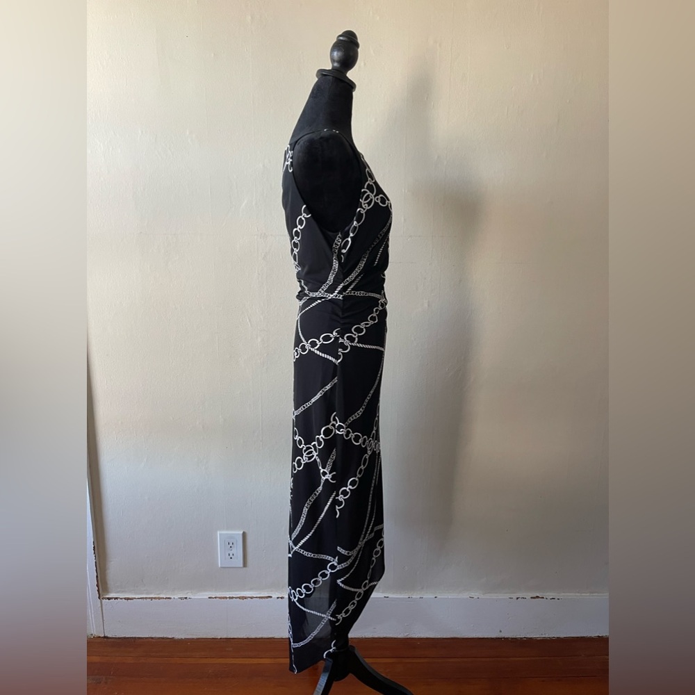 David Meister Black/White A-Symmetrical Chain Link Dress, size 10, like new - Picture 7 of 8